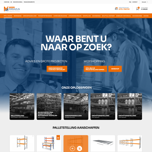 Creative website templates for a leading pallet racks company_ Meermagazijn Design by ChickenDinner