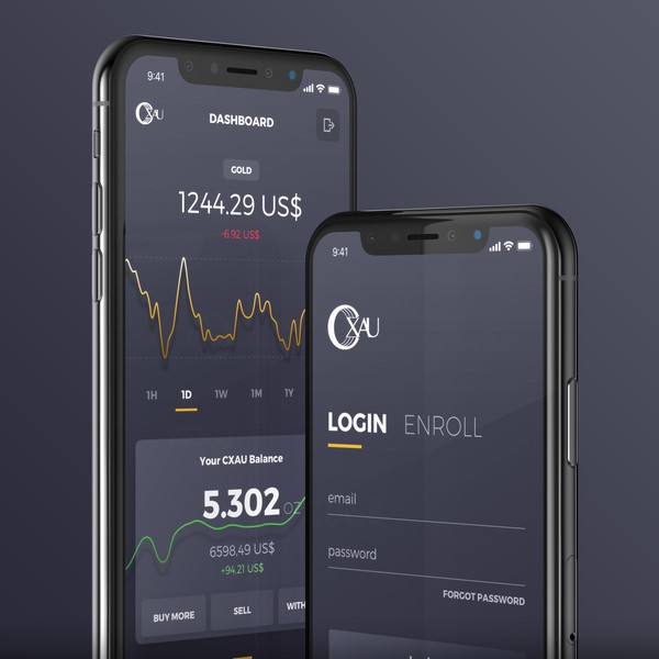 Design by JLaubergs titled "CXAU Cryptocurrency App"