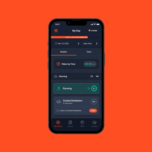 Main Screen for the #1 Self Improvement App int he World Design by Zach_E