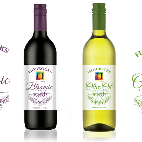 Olive Oil & Balsamic Vinegar label for Horrocks Farm Market Design by TokyoBrandHouse_