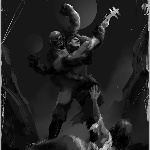 70's style science-fantasy custom art for book cover Design by licarto