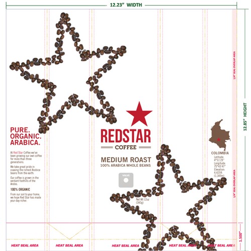 Create the next packaging or label design for Red Star Coffee Diseño de pooca