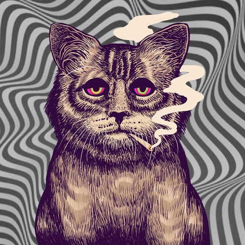 Psychedelic Cats Auto Generated Trading Cards to raise money for Cat Rescue デザイン by katingegp