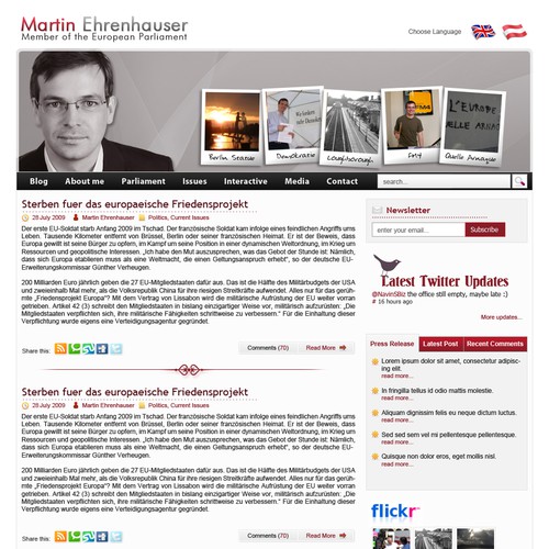 Wordpress Theme for MEP Martin Ehrenhauser Design by Koben