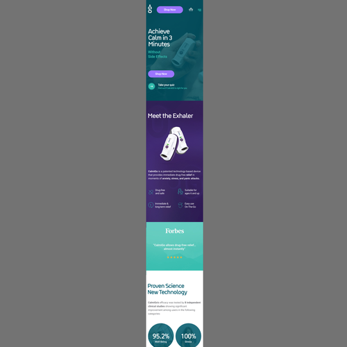"We need a high end page design for our new technological anti anxiety device" winning  by Olga Sh.