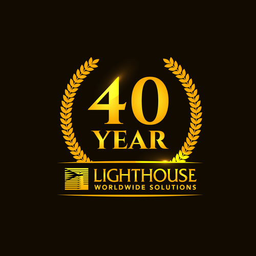 Gold Logo Design 40th year Tech Company. Design by Clicky