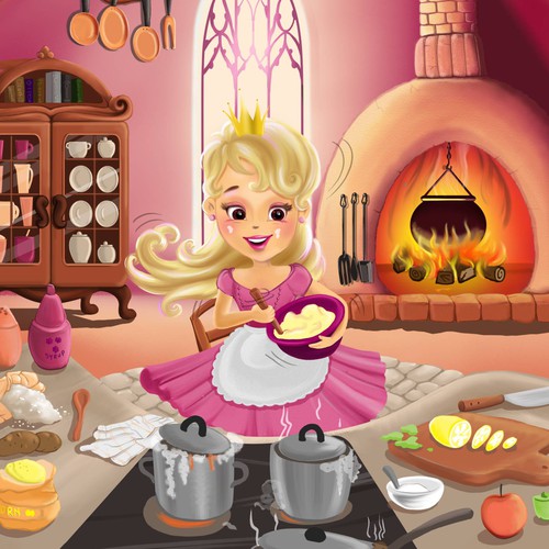 "Princess Soup" children's book cover design Diseño de Dinnah