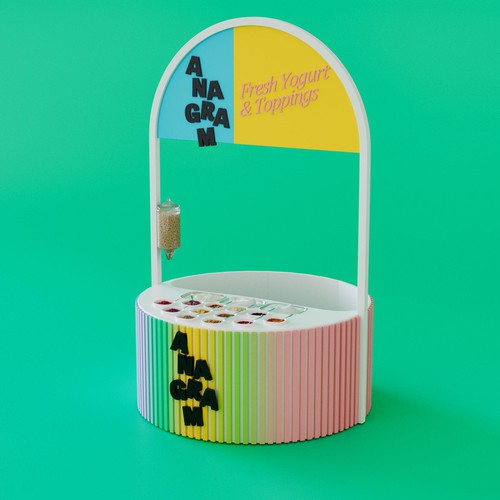 Design a 3D render for food serving kiosk-ontwerp door faks