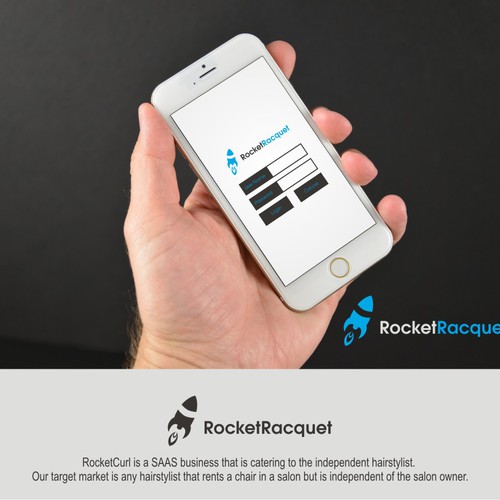 Create a capturing vintage Rocket logo for RocketCurl. Design by LAWETMAS