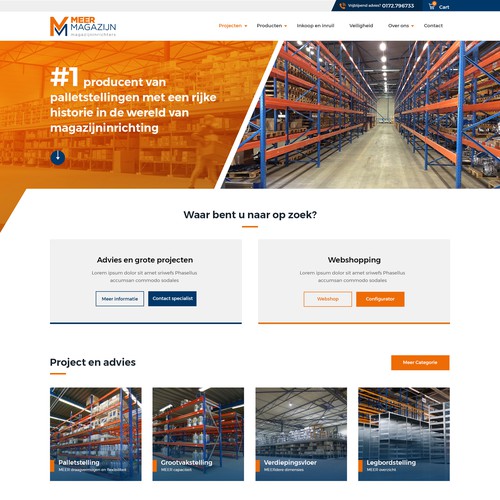 Creative website templates for a leading pallet racks company_ Meermagazijn Design by Aj3664