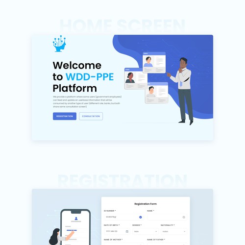 Please freely create the main (3) screens UI Design by MercClass