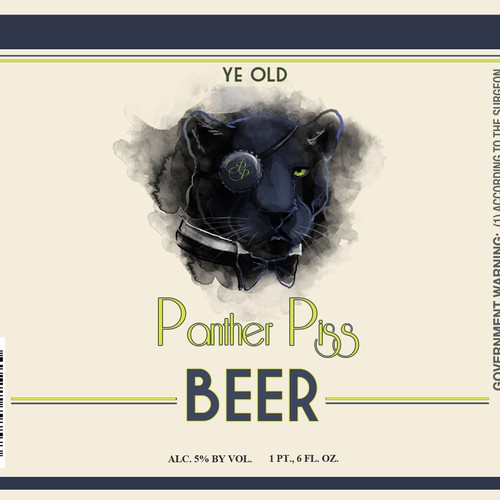 "Panther Piss" BEER Label - GuaranteedWinner - Blind, not private.   Get Pissed!   Design by Suxzero