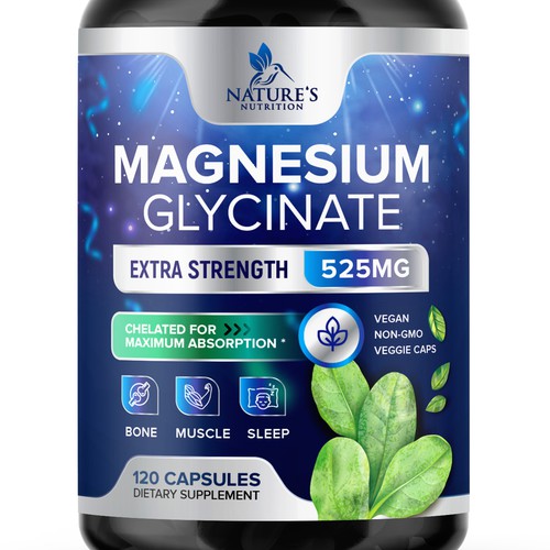 Natural Magnesium Glycinate Design needed for Nature's Nutrition Design by TUNSAY