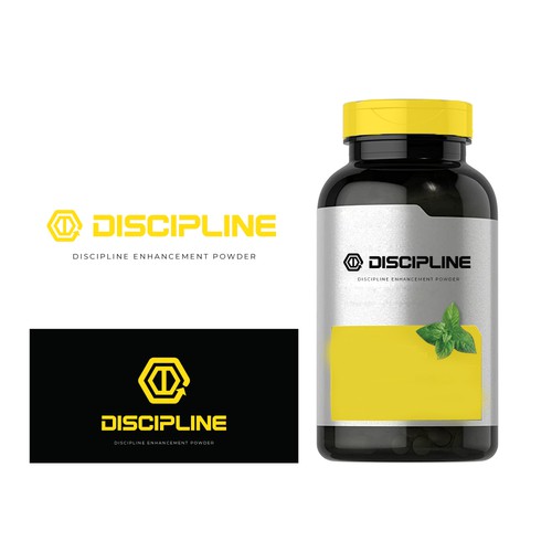 Product logo for discipline enhancing & addiction treatment supplement powder. Design by fakwiojfioawh