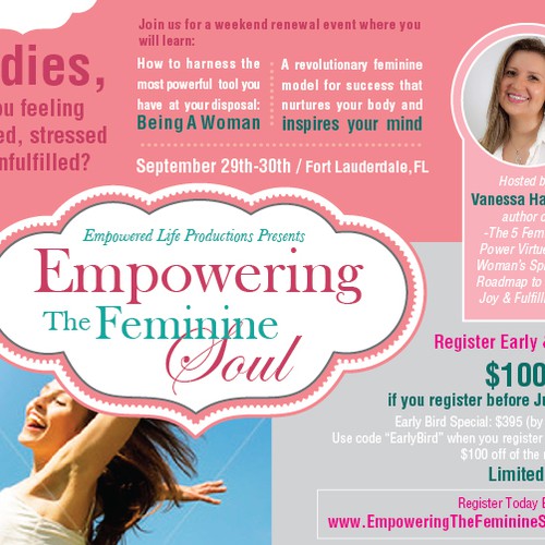 New postcard or flyer wanted for Empowering the Feminine Soul デザイン by Gisela Benitez