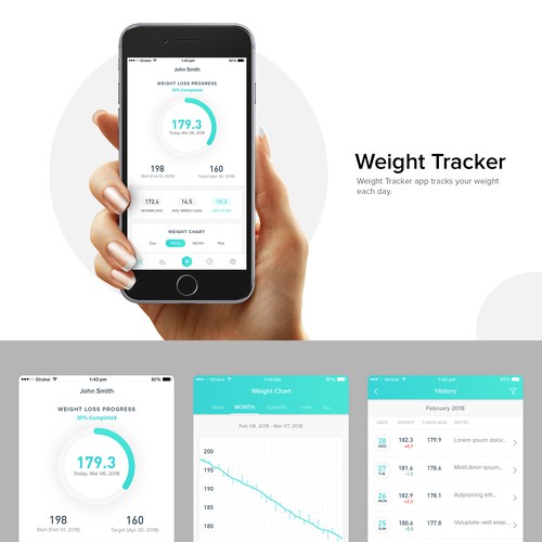Design simple, professional UI for a Weight Tracker app Design by Andy Miller