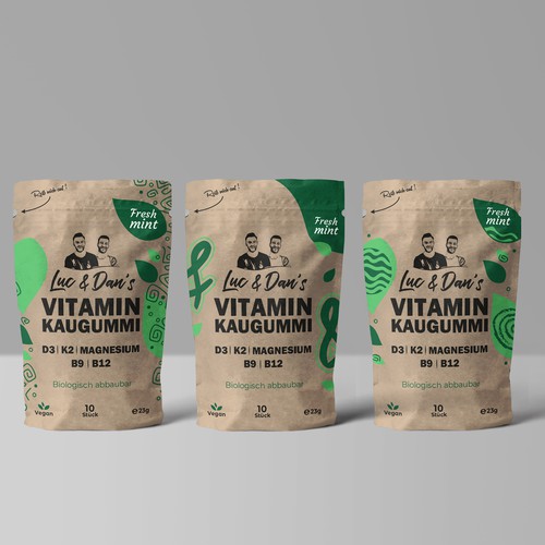 First creative packaging for a natural vitamin chewing gum Design by Noha.Akkad