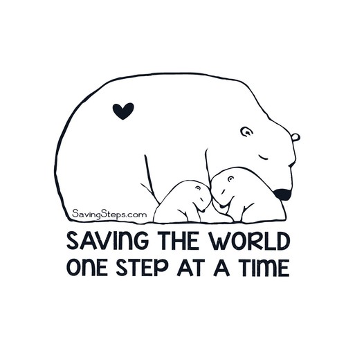 Cute Polar Bears Outline Art T-Shirt Design Design by pennylane23