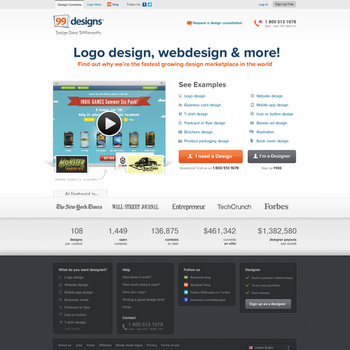 99designs Homepage Redesign Contest Réalisé par chuknorris