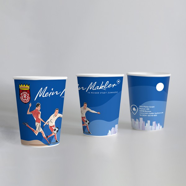 Design by "Emon" titled "A cup design for a football team sponsored by a real estate company."
