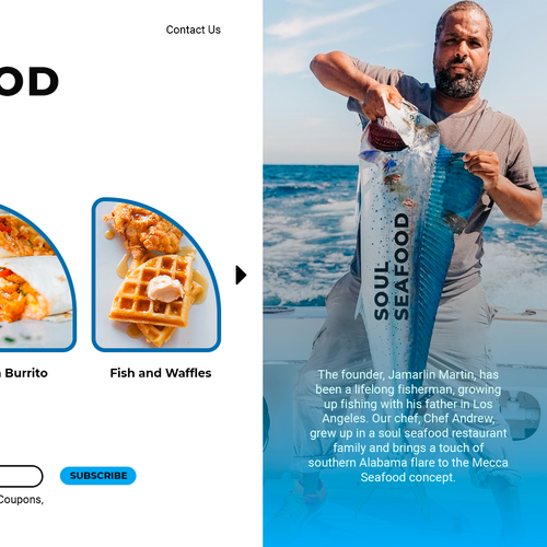 Miami Soul Seafood Restaurant Concept 1 Page Only-ontwerp door AndreiaZaytseva®