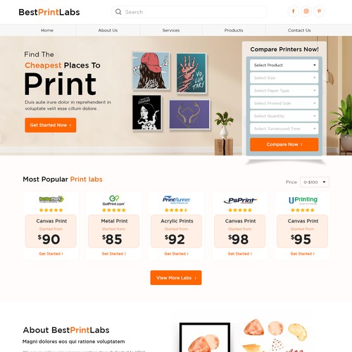 Design Print comparison website Design by Adventix