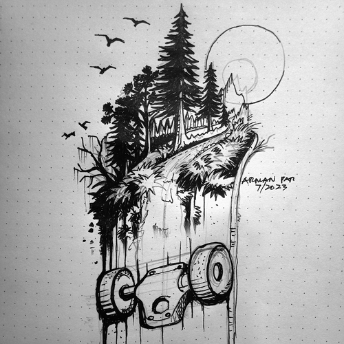 Skateboard Tattoo Design by Armand Par