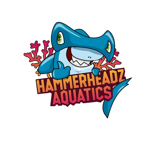 Hammerhead Shark Logo for Custom Salt Water Aquariums and Ocean Coral Farm Company Diseño de basma salman