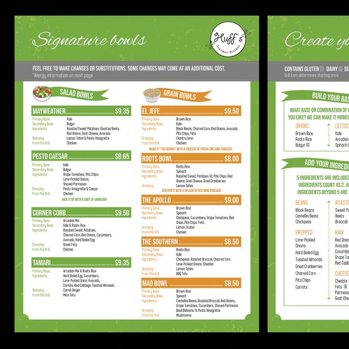 Fast Casual Restaurant Menu Design Menu Contest