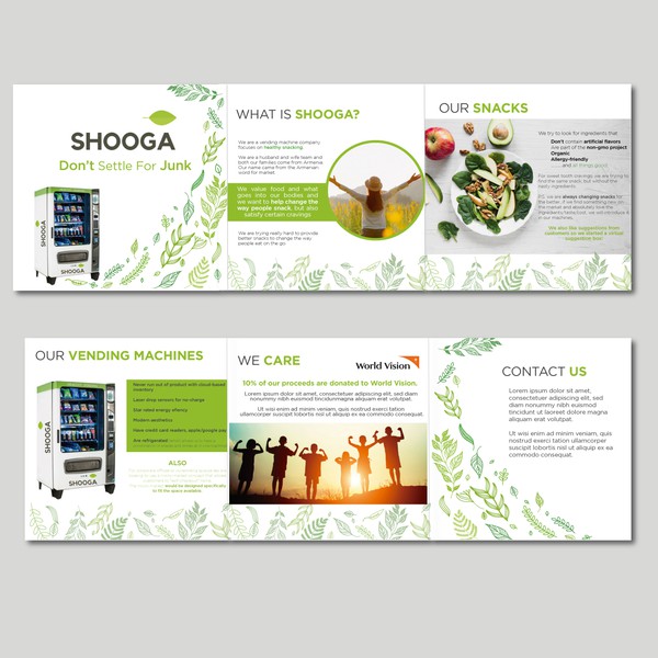 Design by Cecilia M. titled "Brochure design for Shooga vending machines"