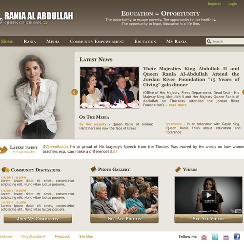 Queen Rania's official website – Queen of Jordan Design by kamelasmar