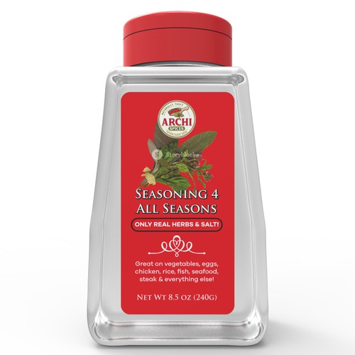 We need a modern eye catching label for a premium seasoning brand Design by Studio C7