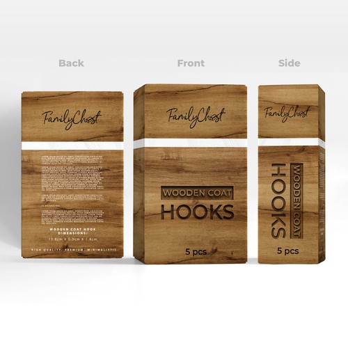 vintage style product packaging for wooden coat hooks for female target group Design by Avadisy