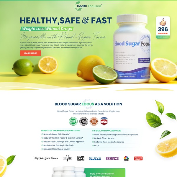 Supplement Store / Funnel Design: Landing Page for Bloog Sugar