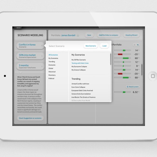 Design a next-gen UI for iPad app for financial professionals Diseño de Marc_D
