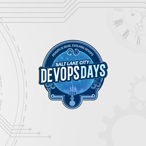 Evolution of DevOps - during Pi day - website and print logo Design by Maria Angelica Gomez