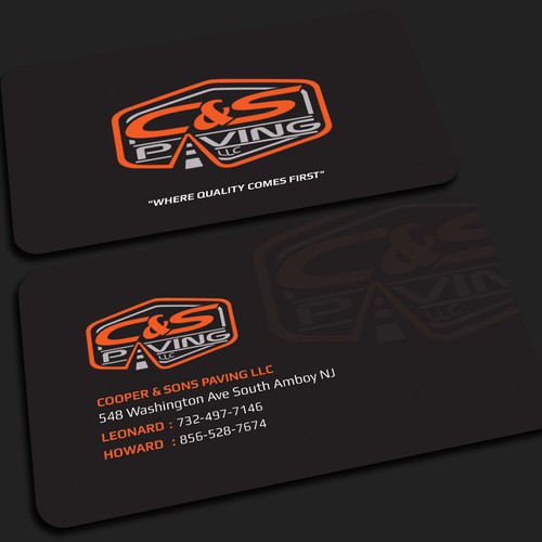 We are an asphalt paving company  card with character, style, stands out from everyone nothing bland no white ,add stuff Design réalisé par CurveSky™ ☑️