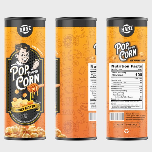 Premium Quality Popped Pop Corn Packaging Design by Davi Giolo ★