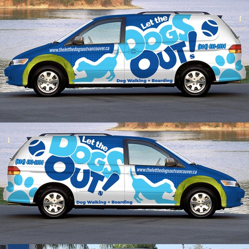 Design a Minivan Vehicle Wrap for Dog Walking Business Design réalisé par Logicainfo ♥