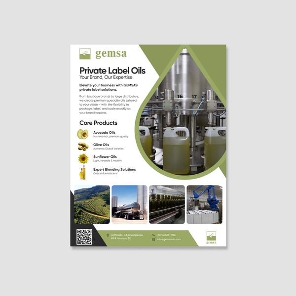 Modern Two-Sided Flyer Design for Specialty Oil Supplier