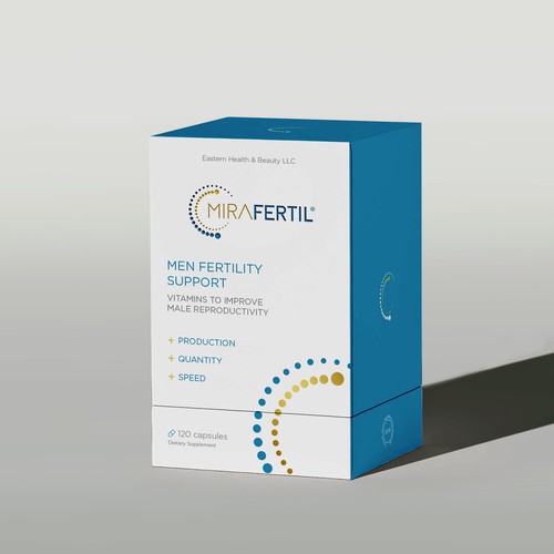 a box for male reproductive supplement improves sperm quality that look professional yet luxurious Design by ateiluj