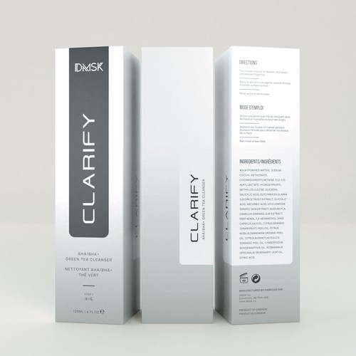 Luxury, high-end product box design for facial cleanser. Design by DG[Graphix]