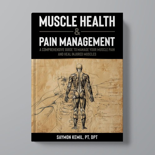 Book cover with a drawing images of the human anatomy combining muscles and bone structure. Design by Xnine