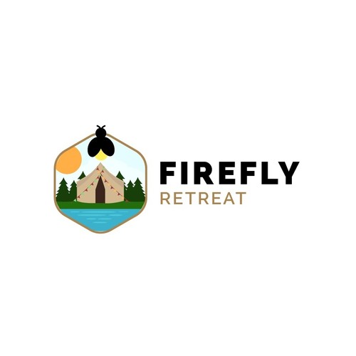 Firefly Retreat. Fun logo inspiring families to explore the outdoors! Design by noviavanessa