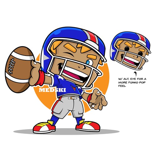 American Foootball Cartoon Character Set Design by Medski