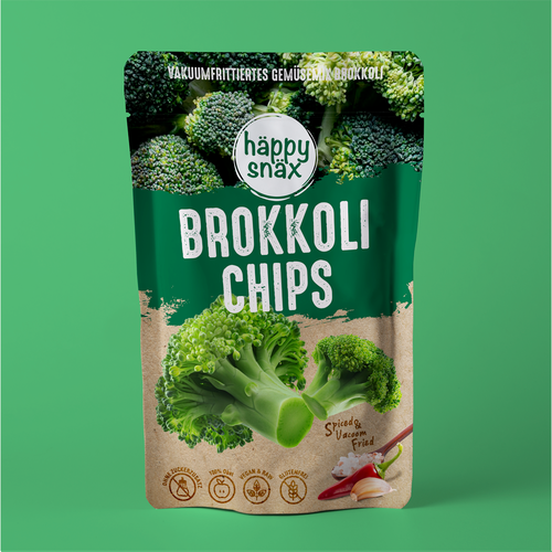 Verpackungsdesign für Doypack Gemüsechips: Vakuum frittierte Brokkoli Chips Design by cebiks