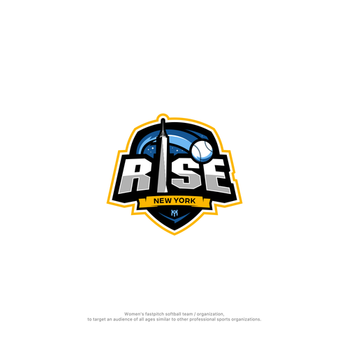 Sports logo for the New York Rise women’s softball team Design by MnRiwandy
