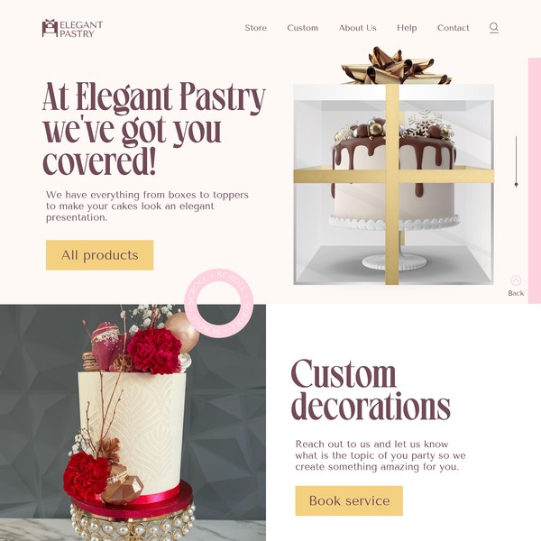 Design by Dan Soto titled "Elegant pastry web design"