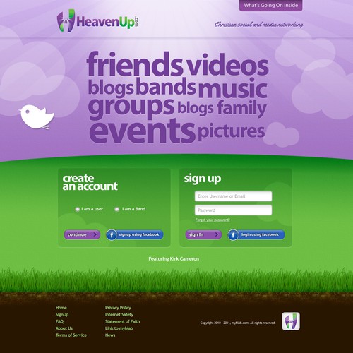 HeavenUp.com - Main Home Page ONLY! - Christian social and media networking site.  Clean and simple!    デザイン by VictoriaFer