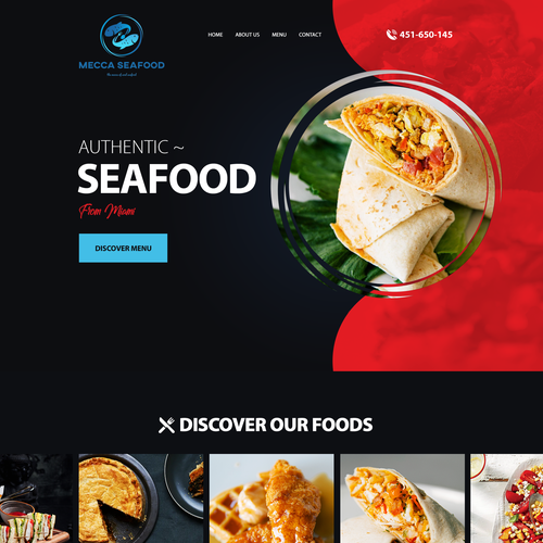 Miami Soul Seafood Restaurant Concept 1 Page Only-ontwerp door Dream State IT